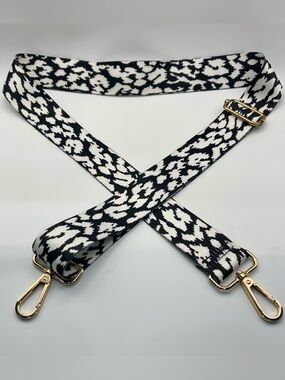 Adjustable Black & White Leopard Print Crossbody Bag Strap